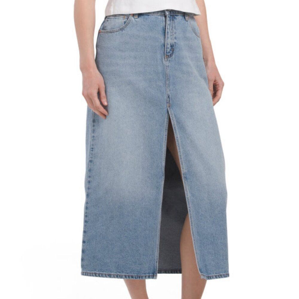 Jean Skirt Abrand Denim Maxi Denim Skirt Sylvie Light Wash Blue Slit size 29